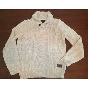 Emerald Isle Knitwear Wool Blend Killarney Shawl Collar Mens Sweater Size L